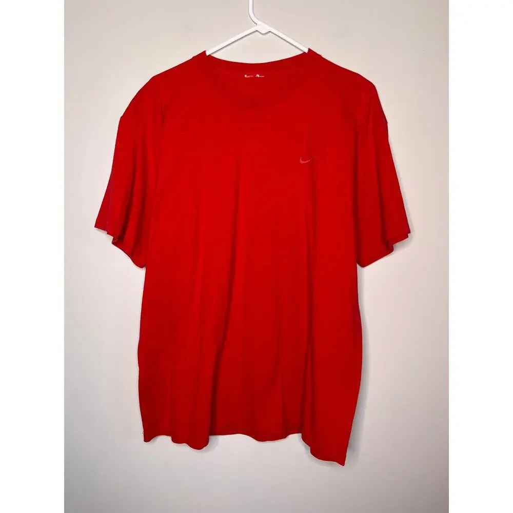 1990s Nike White Tag Travis Scott Red Check Mark Logo Streetwear T-Shirt L